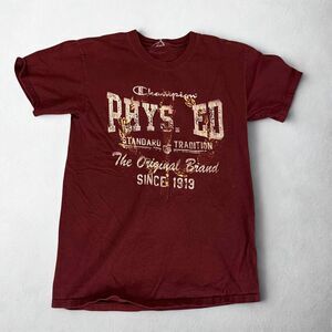 Champion T-Shirt Boys Small Short Sleeve Maroon Phys Ed Graphic Tee Since 1919